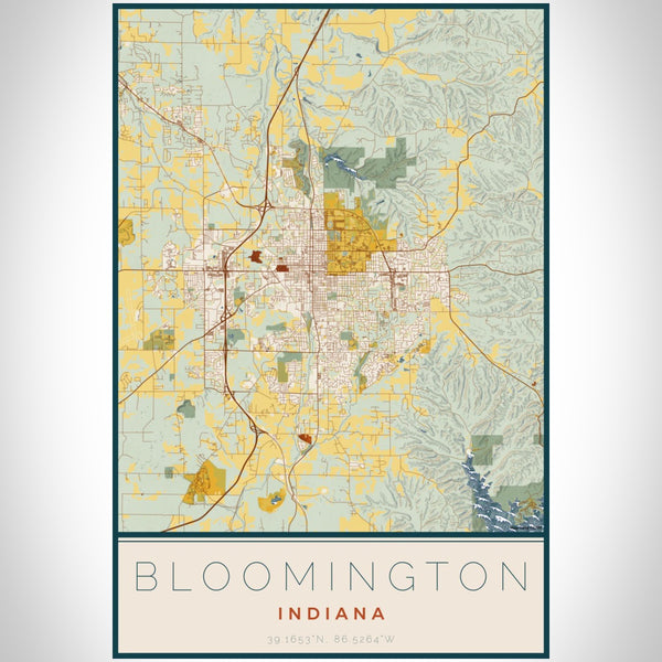 Bloomington - Indiana Map Print in Woodblock
