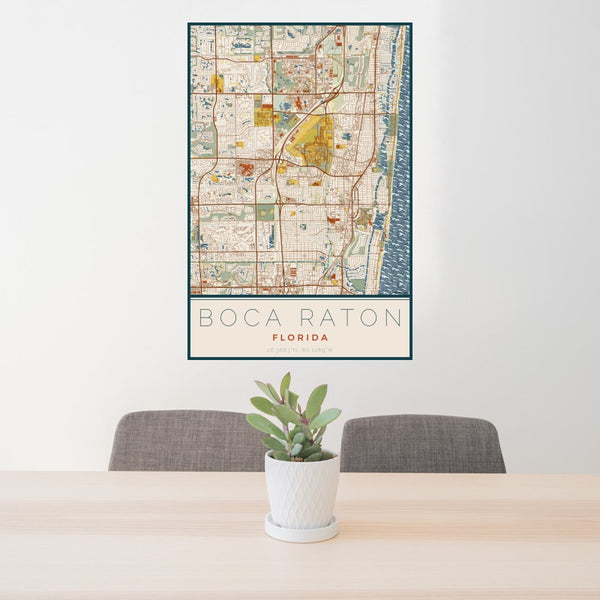 Boca Raton - Florida Map Print in Woodblock