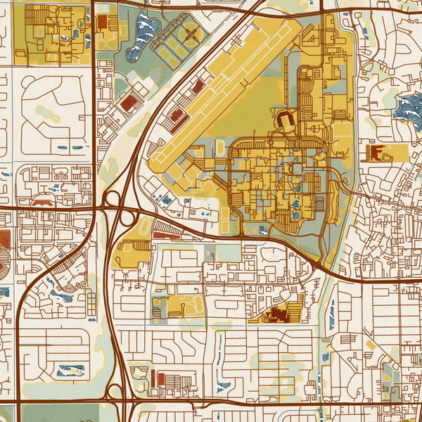 Boca Raton - Florida Map Print in Woodblock