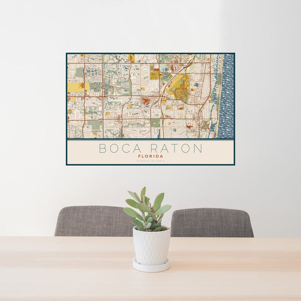 Boca Raton - Florida Map Print in Woodblock
