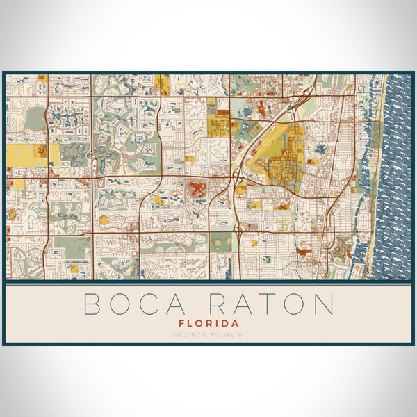 Boca Raton - Florida Map Print in Woodblock