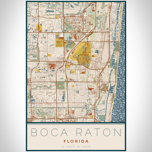 Boca Raton - Florida Map Print in Woodblock