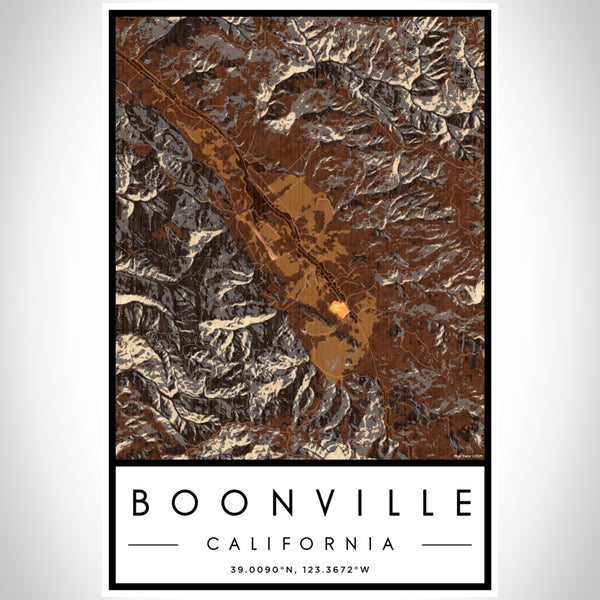 Boonville - California Map Print in Ember