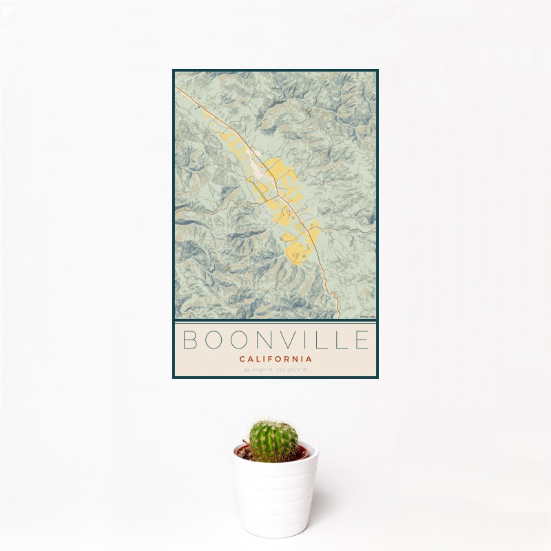Boonville - California Map Print in Woodblock
