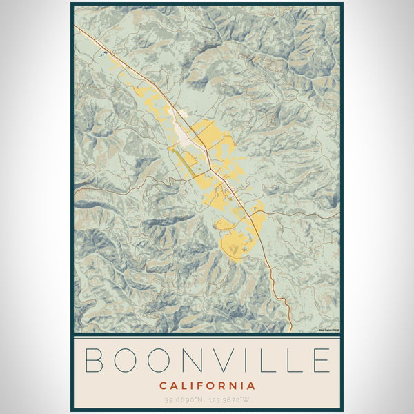 Boonville - California Map Print in Woodblock