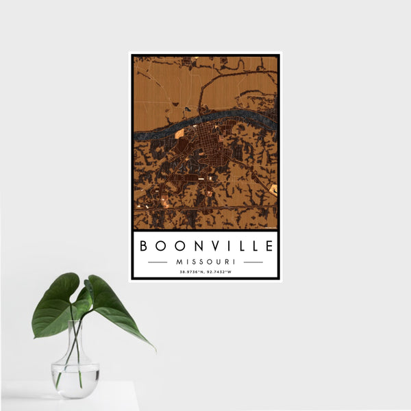 Boonville - Missouri Map Print in Ember