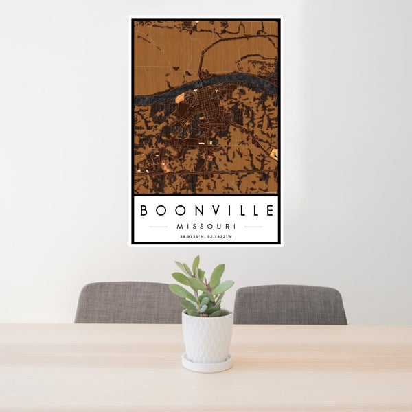 Boonville - Missouri Map Print in Ember