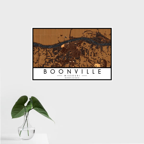 Boonville - Missouri Map Print in Ember