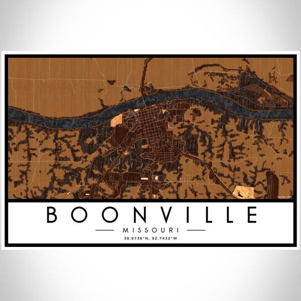 Boonville - Missouri Map Print in Ember