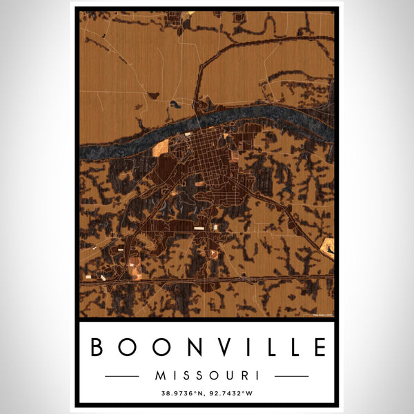Boonville - Missouri Map Print in Ember