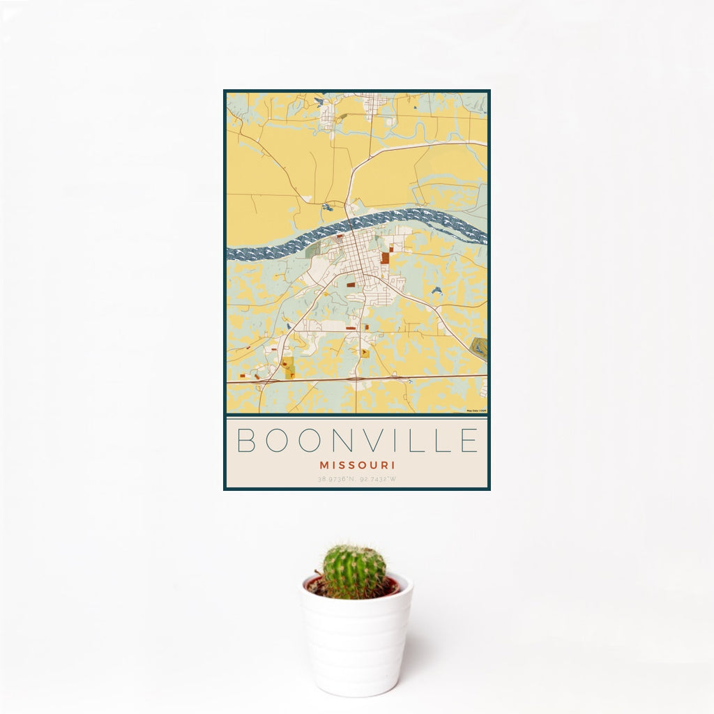 Boonville - Missouri Map Print in Woodblock