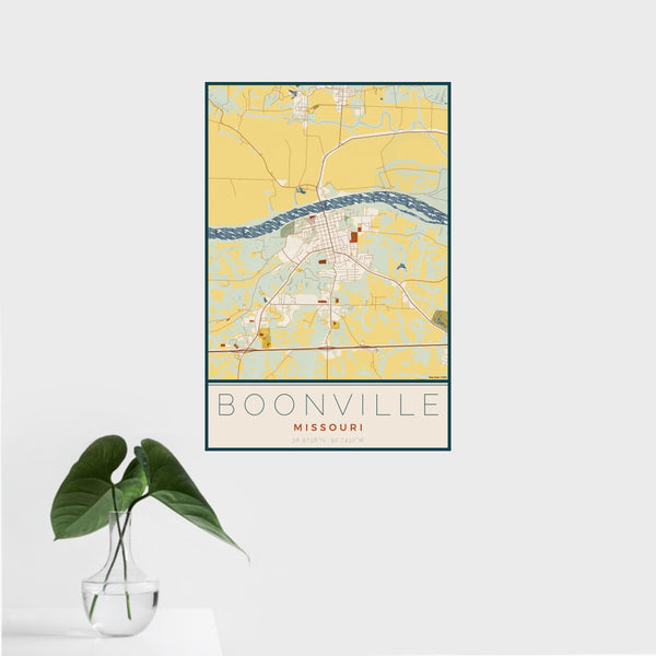 Boonville - Missouri Map Print in Woodblock