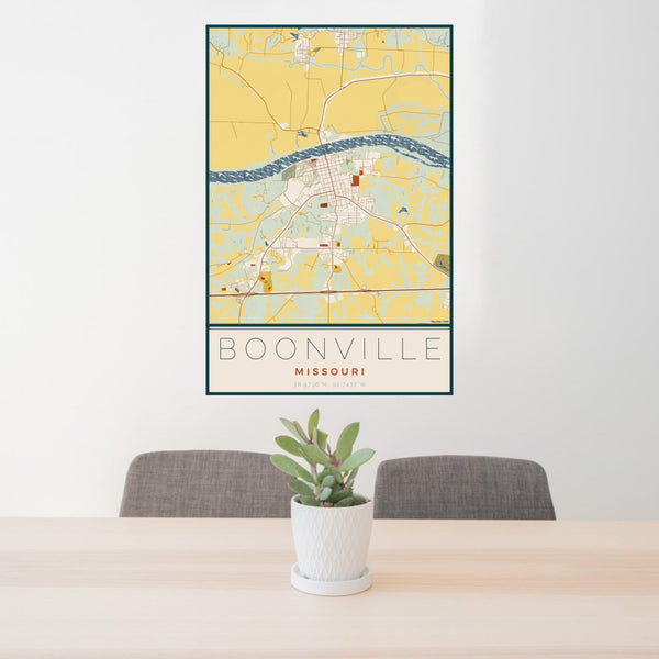 Boonville - Missouri Map Print in Woodblock