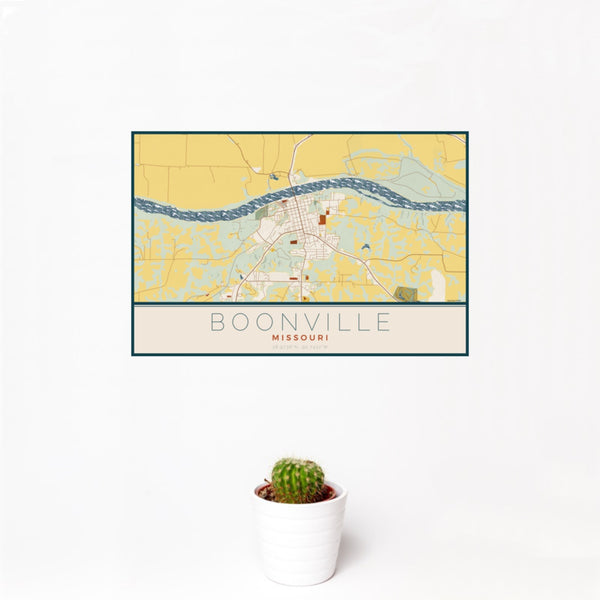 Boonville - Missouri Map Print in Woodblock