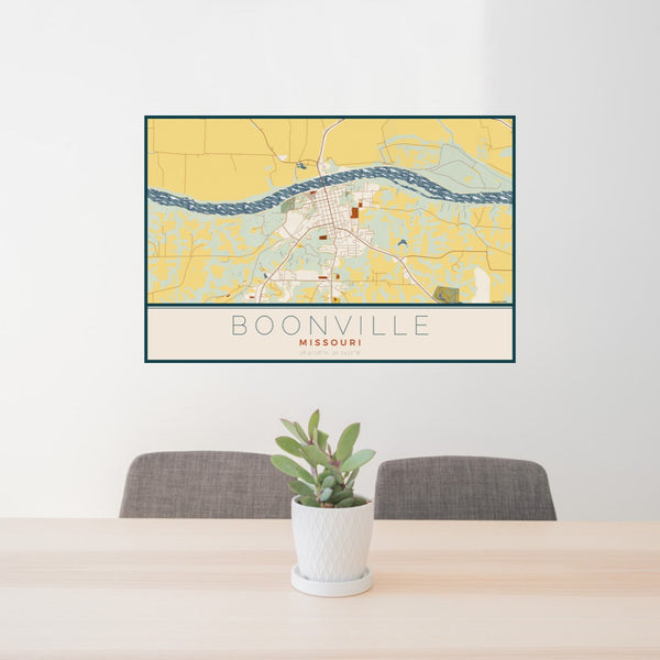 Boonville - Missouri Map Print in Woodblock