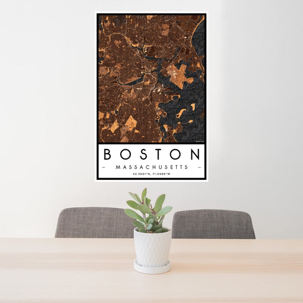 Boston - Massachusetts Map Print in Ember