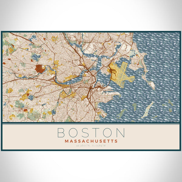 Boston - Massachusetts Map Print in Woodblock