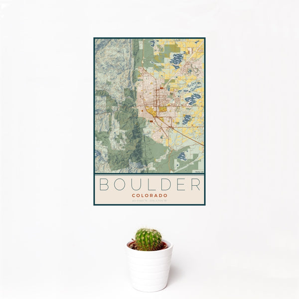 Boulder - Colorado Map Print in Woodblock