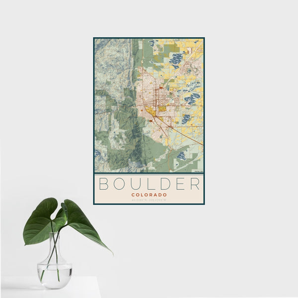 Boulder - Colorado Map Print in Woodblock