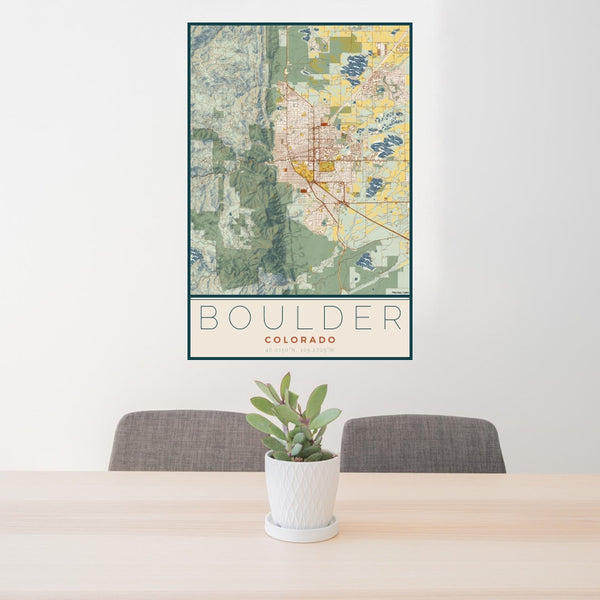 Boulder - Colorado Map Print in Woodblock