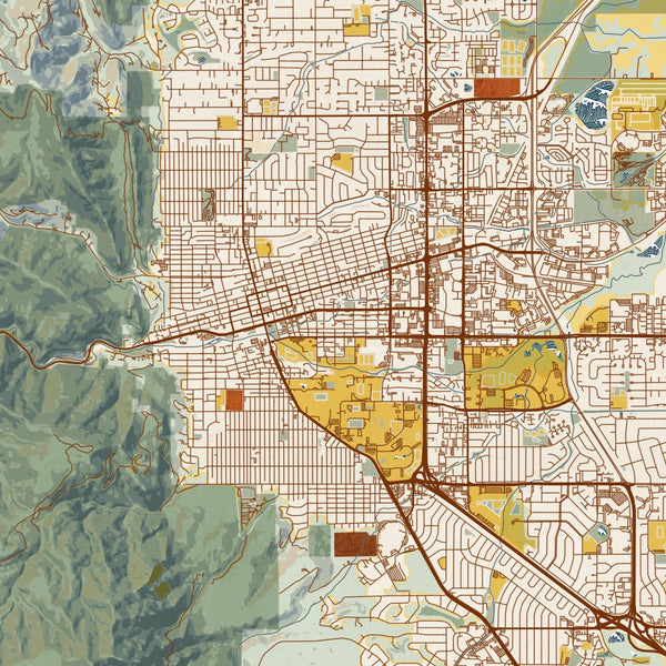 Boulder - Colorado Map Print in Woodblock