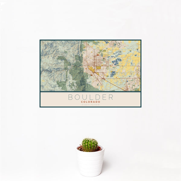 Boulder - Colorado Map Print in Woodblock