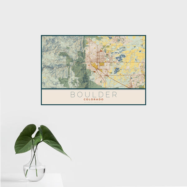 Boulder - Colorado Map Print in Woodblock
