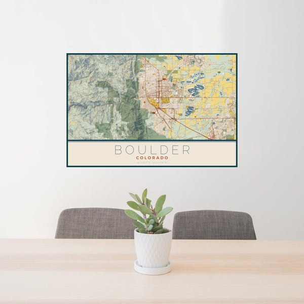 Boulder - Colorado Map Print in Woodblock
