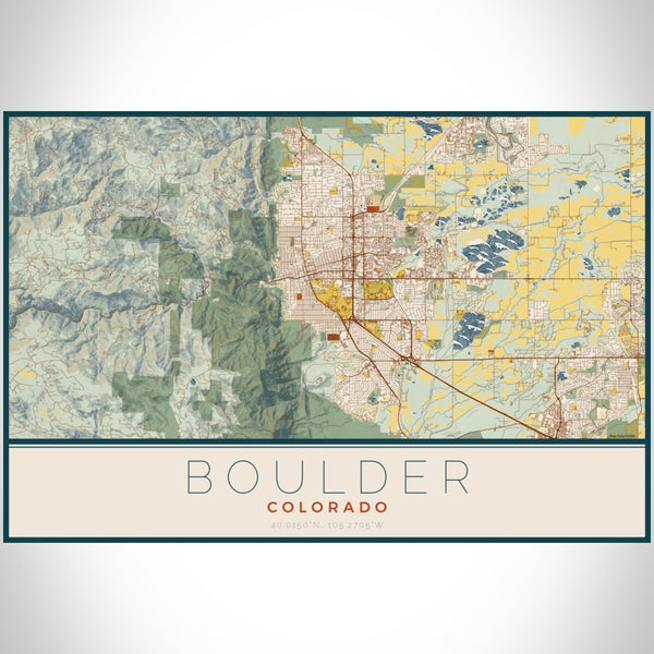 Boulder - Colorado Map Print in Woodblock