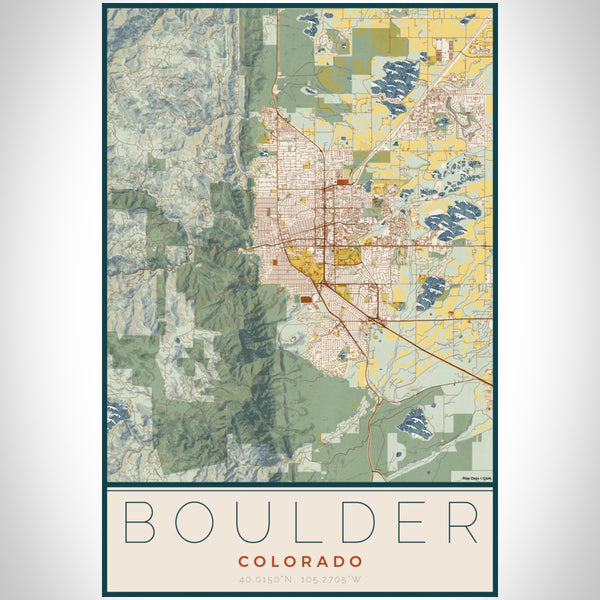 Boulder - Colorado Map Print in Woodblock