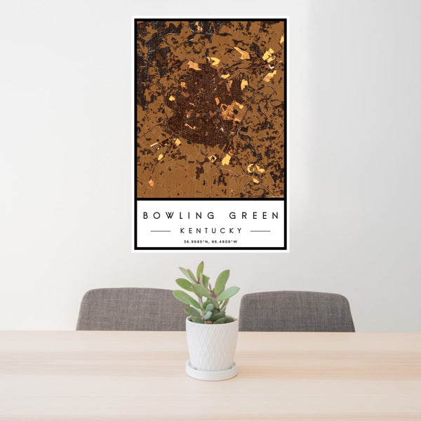 Bowling Green - Kentucky Map Print in Ember