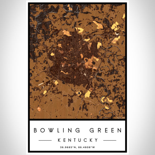 Bowling Green - Kentucky Map Print in Ember