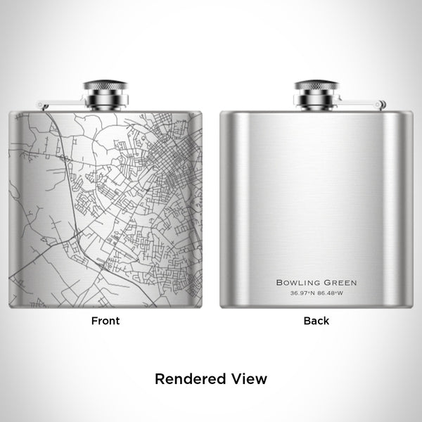 Bowling Green - Kentucky Map Hip Flask