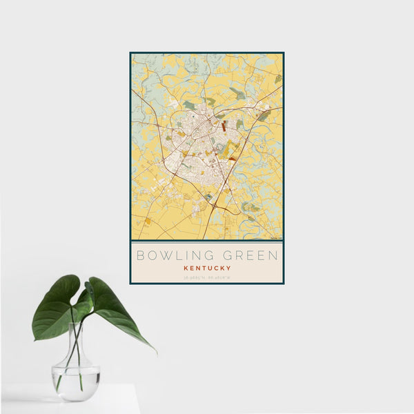 Bowling Green - Kentucky Map Print in Woodblock