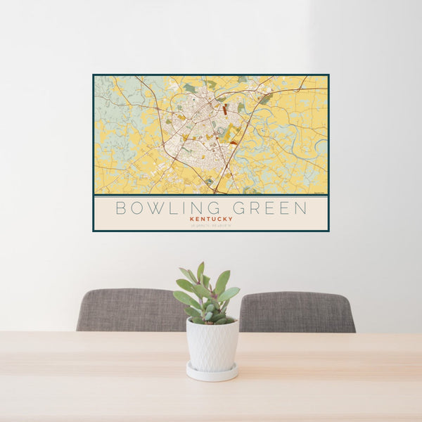 Bowling Green - Kentucky Map Print in Woodblock