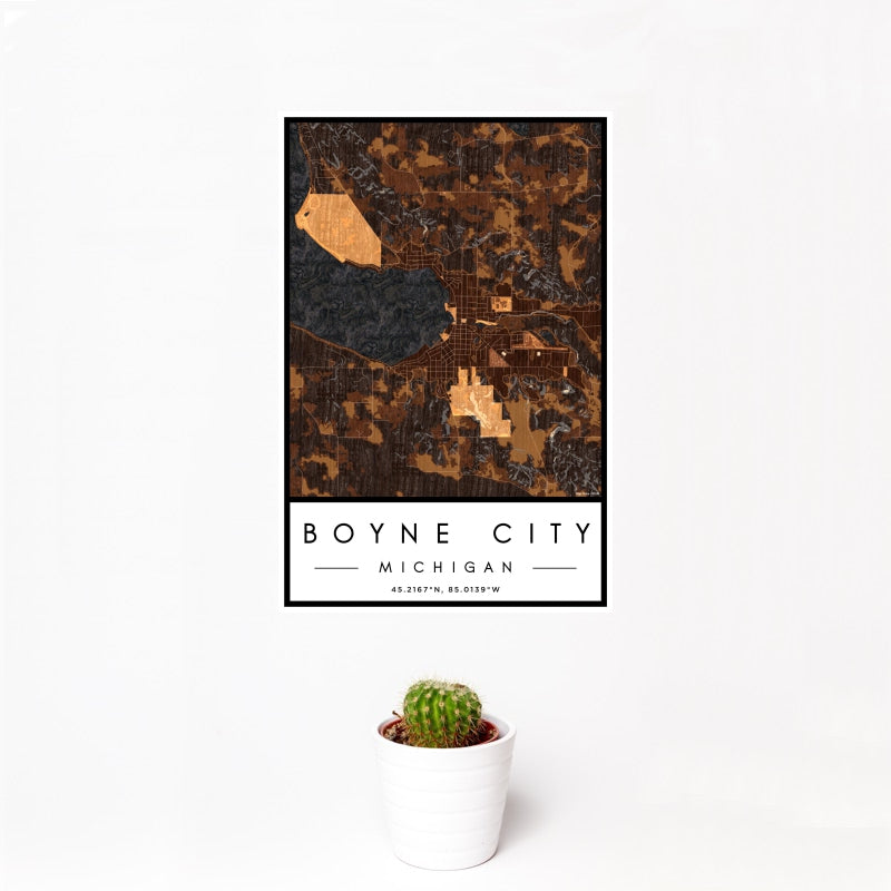 Boyne City - Michigan Map Print in Ember