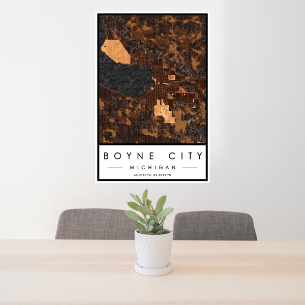 Boyne City - Michigan Map Print in Ember