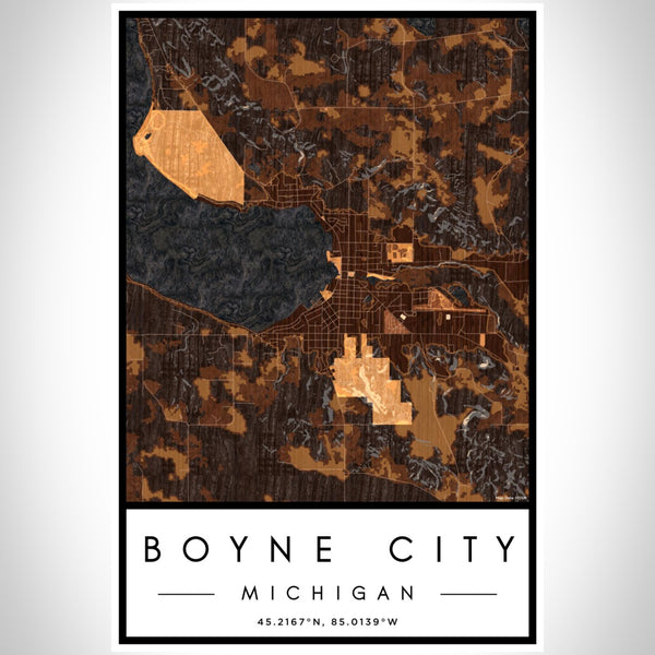 Boyne City - Michigan Map Print in Ember