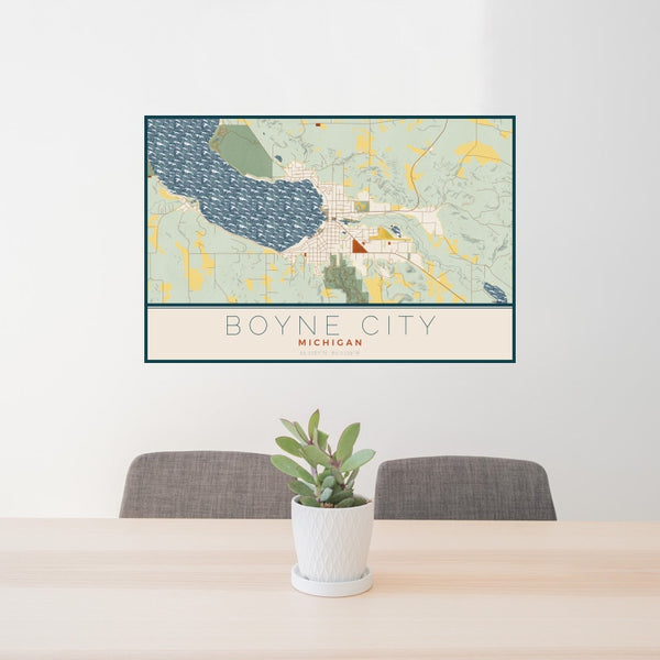 Boyne City - Michigan Map Print in Woodblock