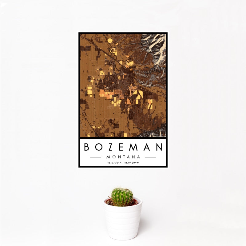 Bozeman - Montana Map Print in Ember