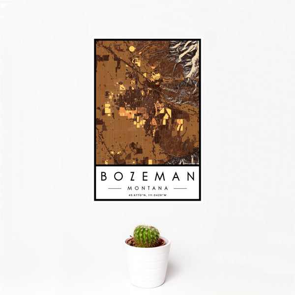 Bozeman - Montana Map Print in Ember