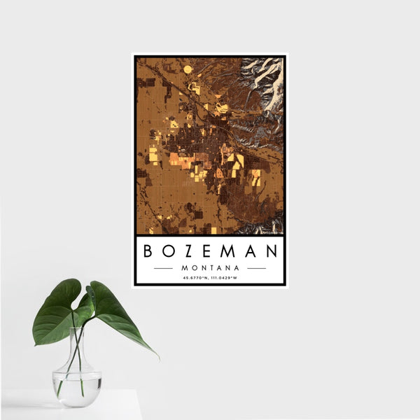 Bozeman - Montana Map Print in Ember