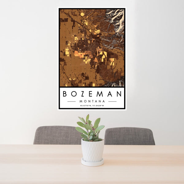 Bozeman - Montana Map Print in Ember