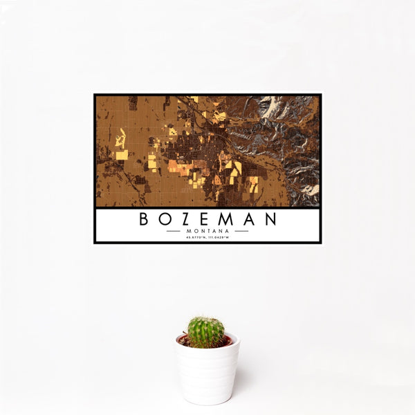 Bozeman - Montana Map Print in Ember