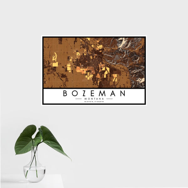 Bozeman - Montana Map Print in Ember
