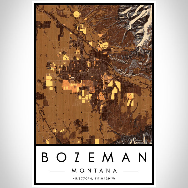 Bozeman - Montana Map Print in Ember
