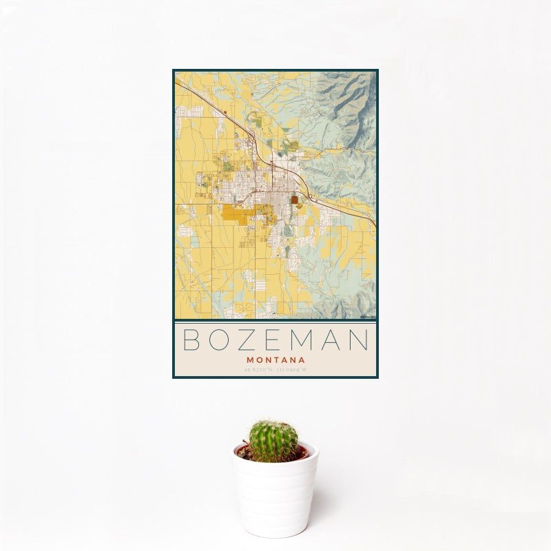 Bozeman - Montana Map Print in Woodblock