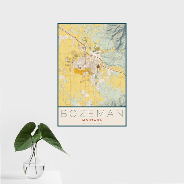 Bozeman - Montana Map Print in Woodblock