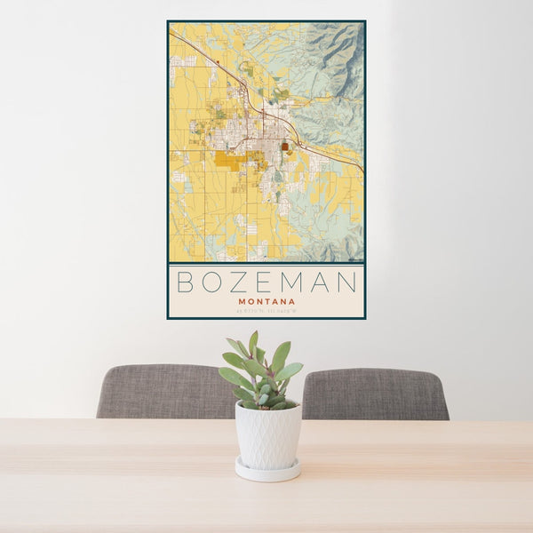 Bozeman - Montana Map Print in Woodblock