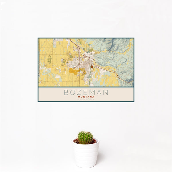 Bozeman - Montana Map Print in Woodblock
